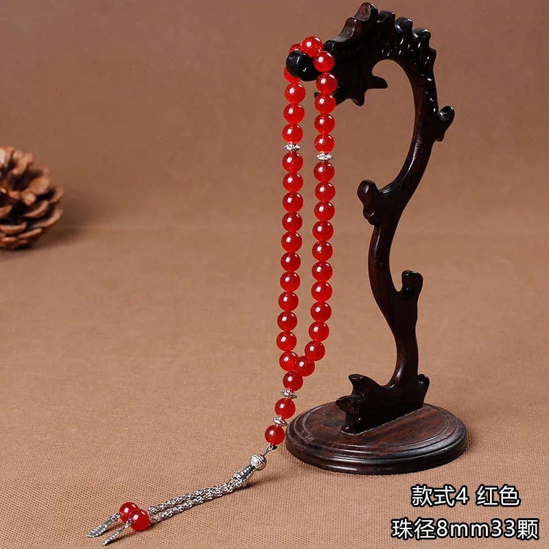 tasbih beeds Muslim Rosary 33 Beads Natural Stone Agate Tassel Tasbih Prayer Beads