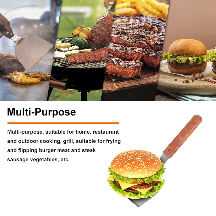 Professional Metal Pancake Patty Hamburger Burger Grill Spatula Turner Hamburger Turner