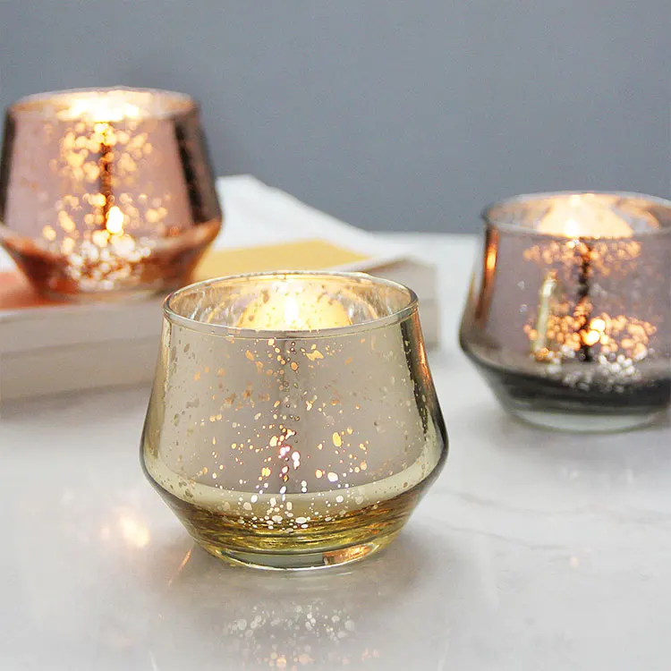 Electroplate mercury  logo wedding candle holders table decorations luxury glass candle jars