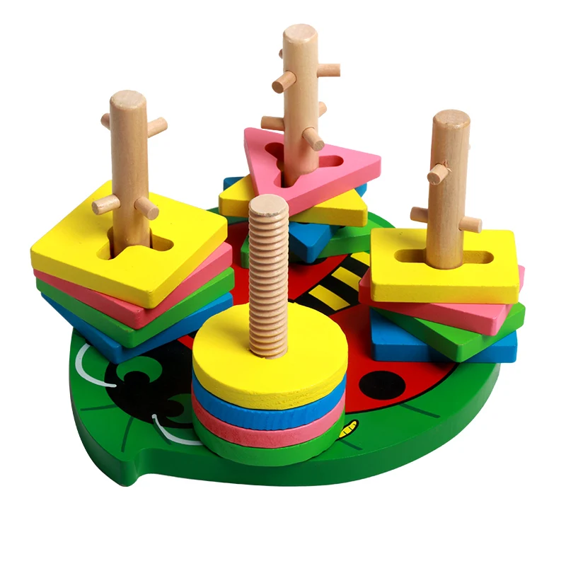 New Trending Colorful Beetle Peg Puzzle Geometric Geometry Sorter Games Wholesale Customized Cognitive Matching Kids Toys