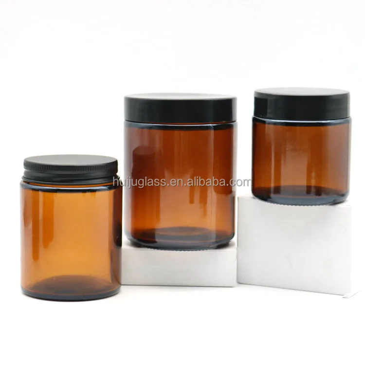 Candle holder luxury 2oz 4oz 7oz 8oz 10oz 12oz 14oz amber frost glass candle jar with metal lid