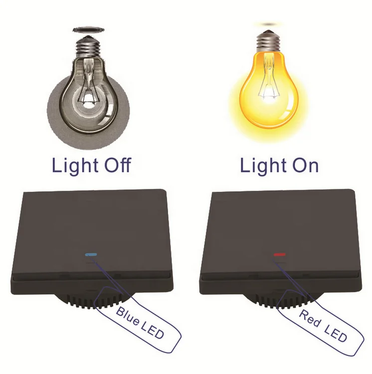 OEM  1 2 3  UK EU Smart Remote Control Switches Wifi No Neutral Light on off 220V Alexa Tuya Black on off  Push Button Switch