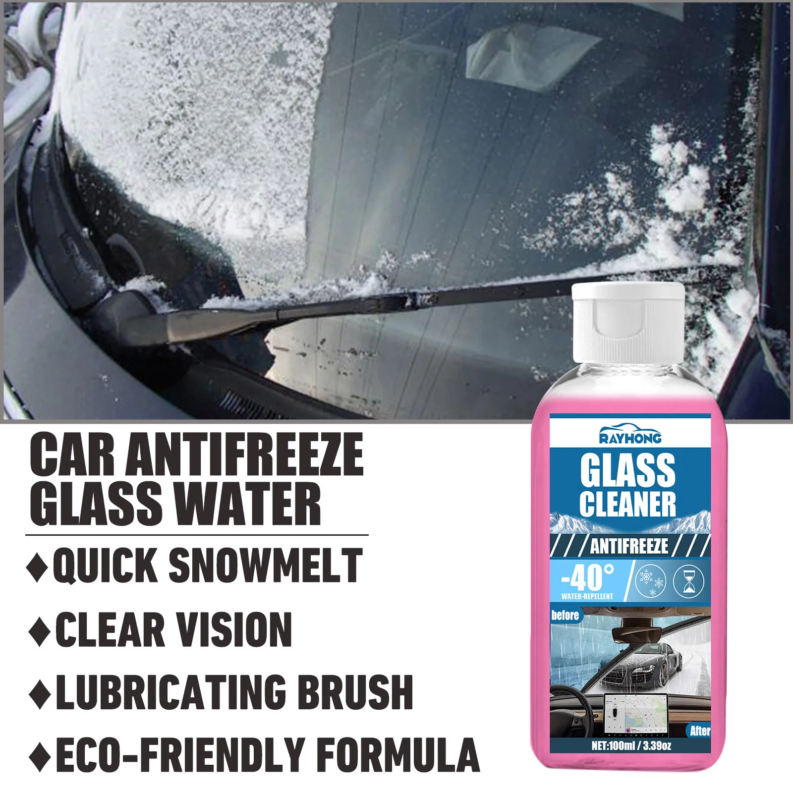 Rayhong Eco-friendly Antifreeze Cover Powerful Windshlid Antifreeze Sustainable Clear Car Care Glass Cleaner