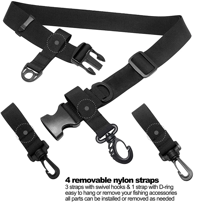 Waterproof Fighting Belt Wader Straps Fly Fishing Wading Belt D Ring and Hook Wader Belt Accessories