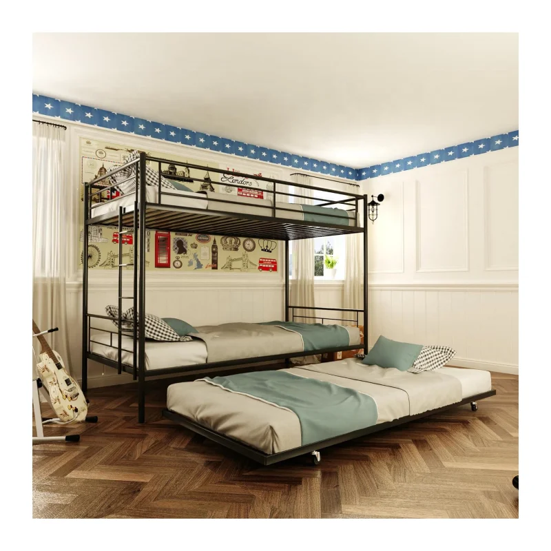 Adult Luxury metal hostel bunk bed for children with slide kids bedroom furniture bunk bed