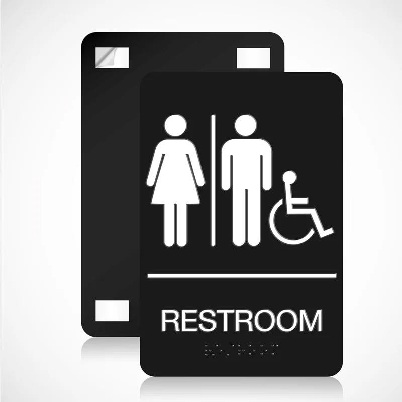 Manufacturer Custom Hotel Restroom Sign Public Tactile Toilet Sign Braille Toilet Sign