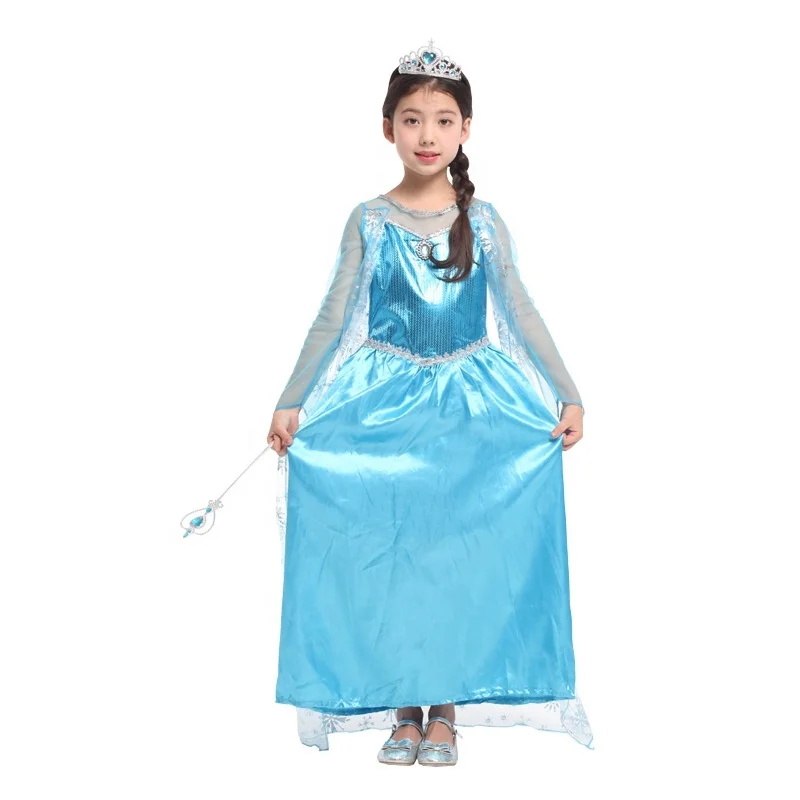 Girls Dress Cosplay Snow Queen Princess Dress Halloween Carnival Party Fancy Dress Girls Princess Costume