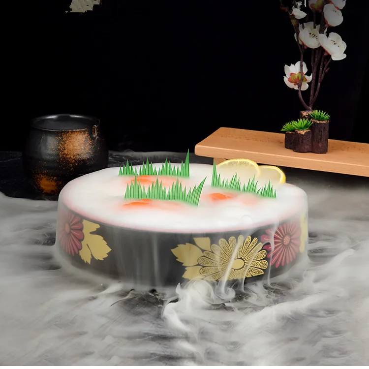Harmony Frozen Seasoned Squid Slice Ice Saucer Plastic Ice Tray With Wood Pallet Wooden Plates For Restaurants