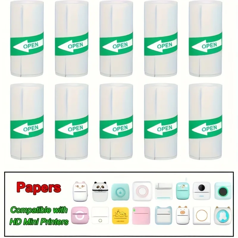 Self-adhesive Portable Mini Thermal Printer 57*25mm Paper Rolls Waterproof Vinyl Colorful Adhesive Label Paper Rolls