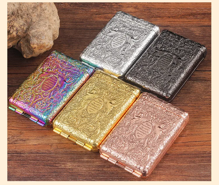 84mm 14pcs Hand-carved Luxury Silver Cigarette Box Customized Case Multiple Pattern Colorful Holder