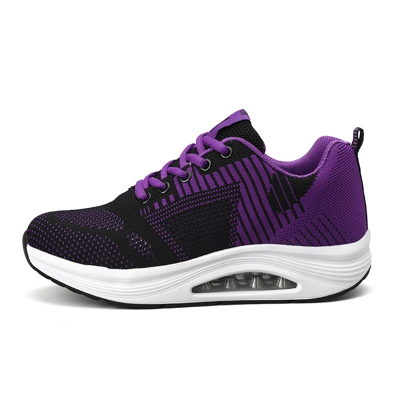 Comfortable breathable mesh walking shoes air cushion night light shoe lace sneakers