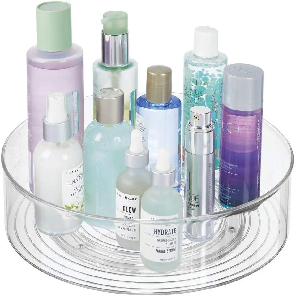 Вращающийся органайзер для макияжа, поднос для хранения поворотного стола, Прозрачная «ленивая» Сьюзан