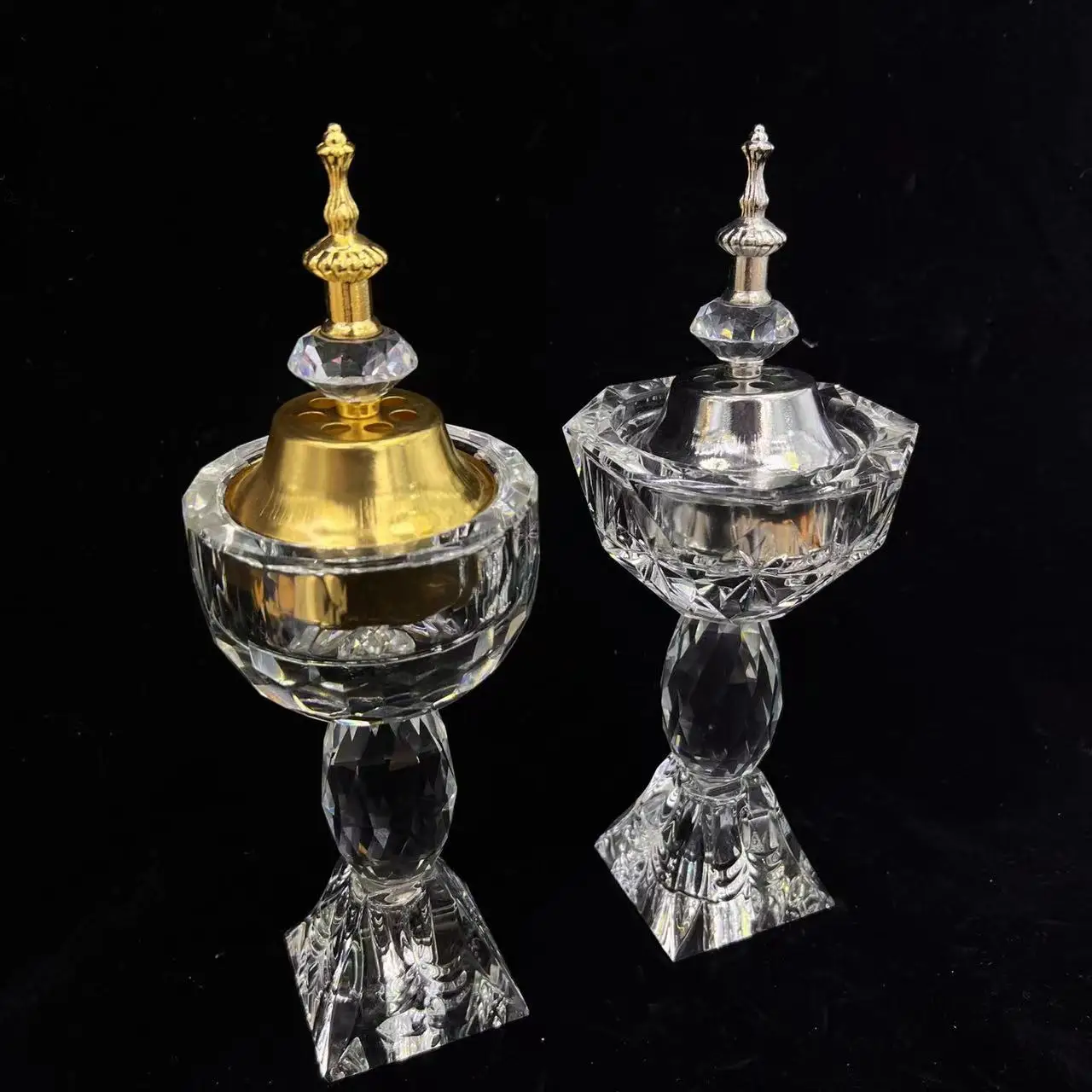 NEW Hot Sale Wholesale creative Arabic middle east portable Buddha mesh incense base copper alloy glass crystal incense burner