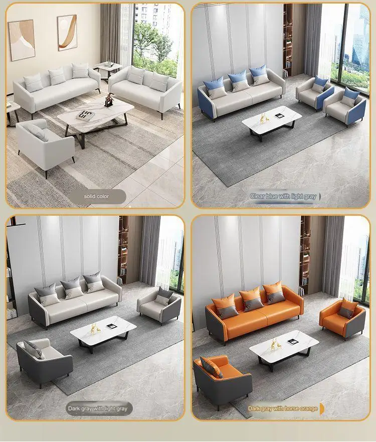 High Quality Wooden Gray Sofa Stylish Business Reception Sofa Modern Office Sofa Set Furniture for Reception Living Room