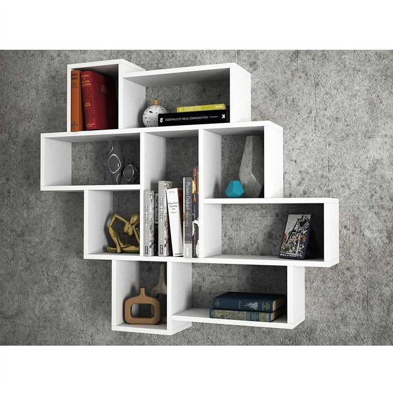 
9 Compartments wooden Book wall Shelves indoor Bookcase Books Organization storage Display Rack for home office decoration 