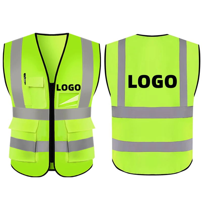 High Quality Custom LOGO Hi Vis Reflective Motorcycle Safety Workwear Reflect Tape Protective Vest Security Industrial Clothing