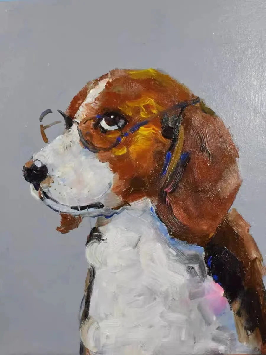 Modern abstract dog oil painting on canvas 100% handmade animal wall art for living room home decoration painting