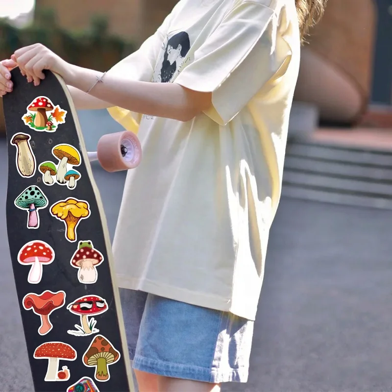 100pcs custom cartoon cute mushroom plant stickers waterproof pvc wild forest fantasy mushroom children award graffiti sticker
