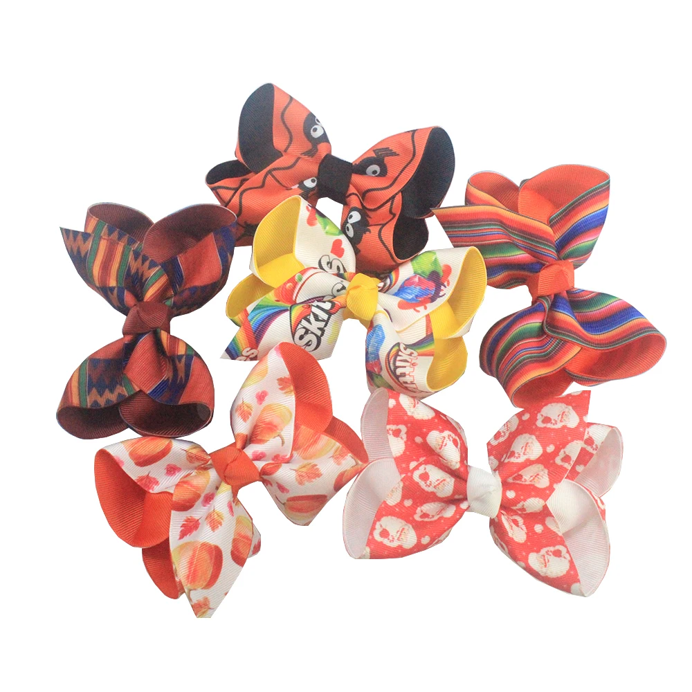 Jojo 8 inches Hair bows candy spider rainbow mixed design for festival party celebration