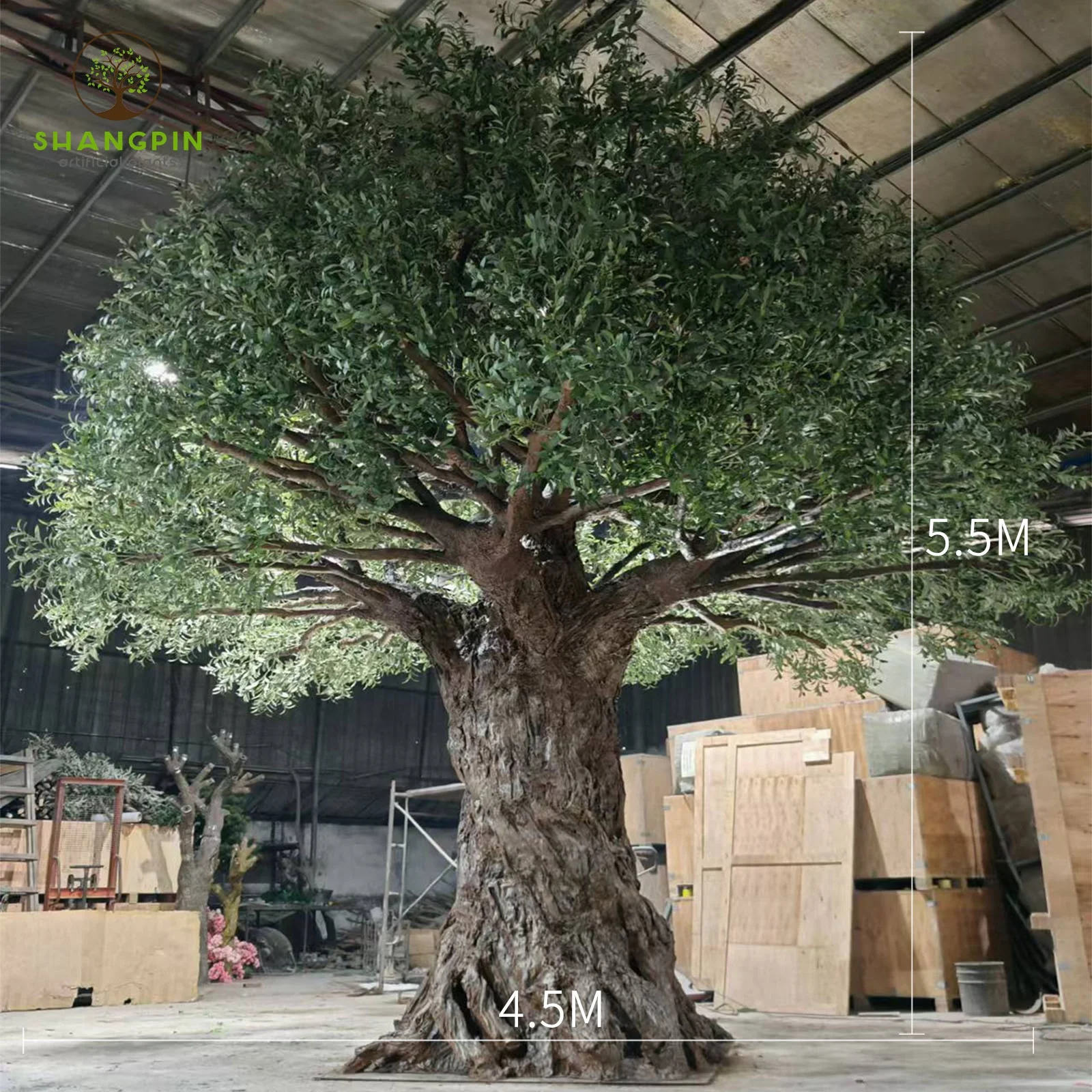 Customizable 100% Handmade Evergreen Leaves Artificial Large Olive Tree For Project Hotel Indoor Outdoor Decor