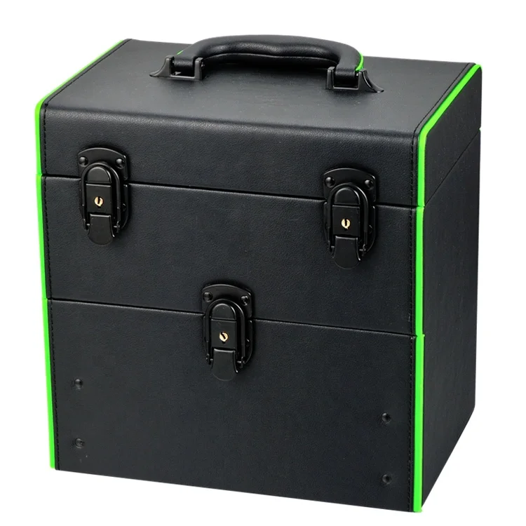 
Portable Make up Lipstick box Professional beauty instrument Cosmetic Cases black With Drawer 