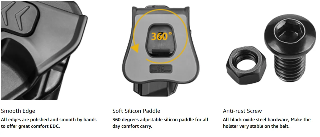 Gun&Flower Polymer Universal Holster with Level II Index Release Gun HOlster