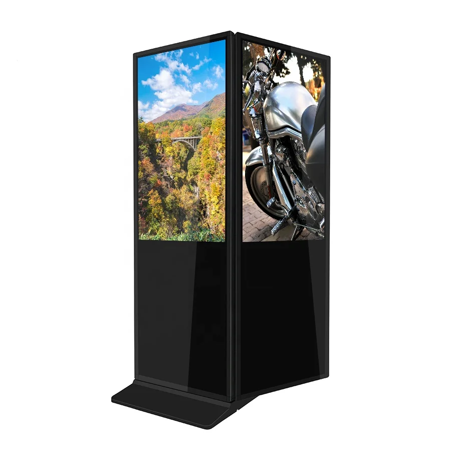 2023 new hot sale 65 inch indoor double sided lcd kiosk with touch and Android 9.0 2G RAM 8G ROM for Spain market