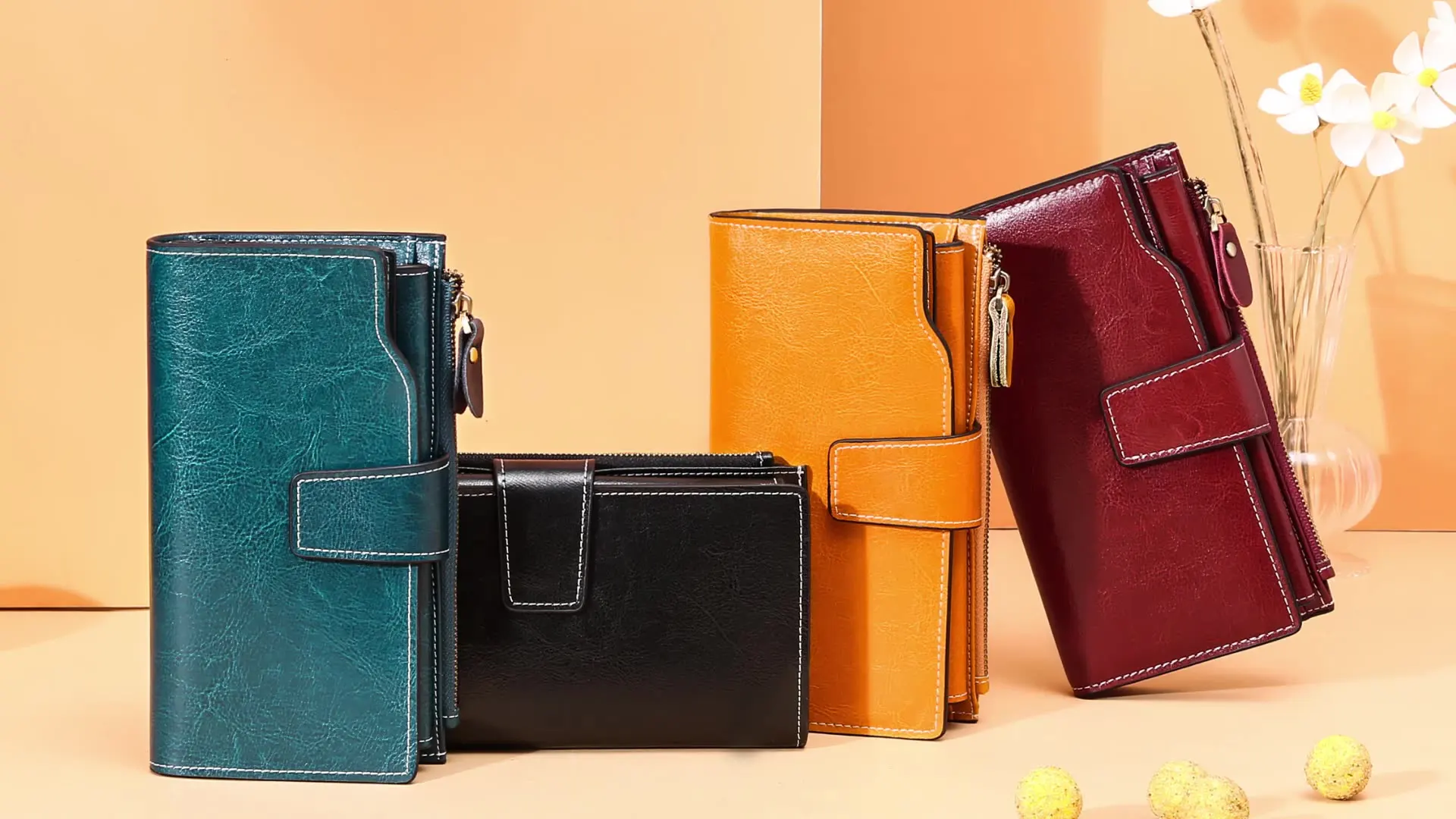 Hot Selling Style Women Pu Leather Long Wallet Lady Purses