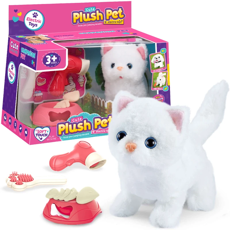 Factory Direct Realistic Stuffed Animal Soft Pet Electronic Plush Toys Interactive Walking Cat for Kids