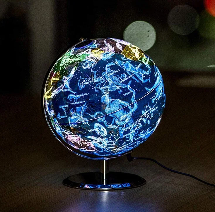 Illuminated Desktop constellation globe with metal base world globe lamp led