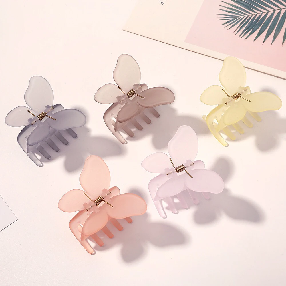 Hot Selling Butterfly Acrylic Hair Claw Clip Fashion Butterfly Plastic Hairgrips For Girls Accessories