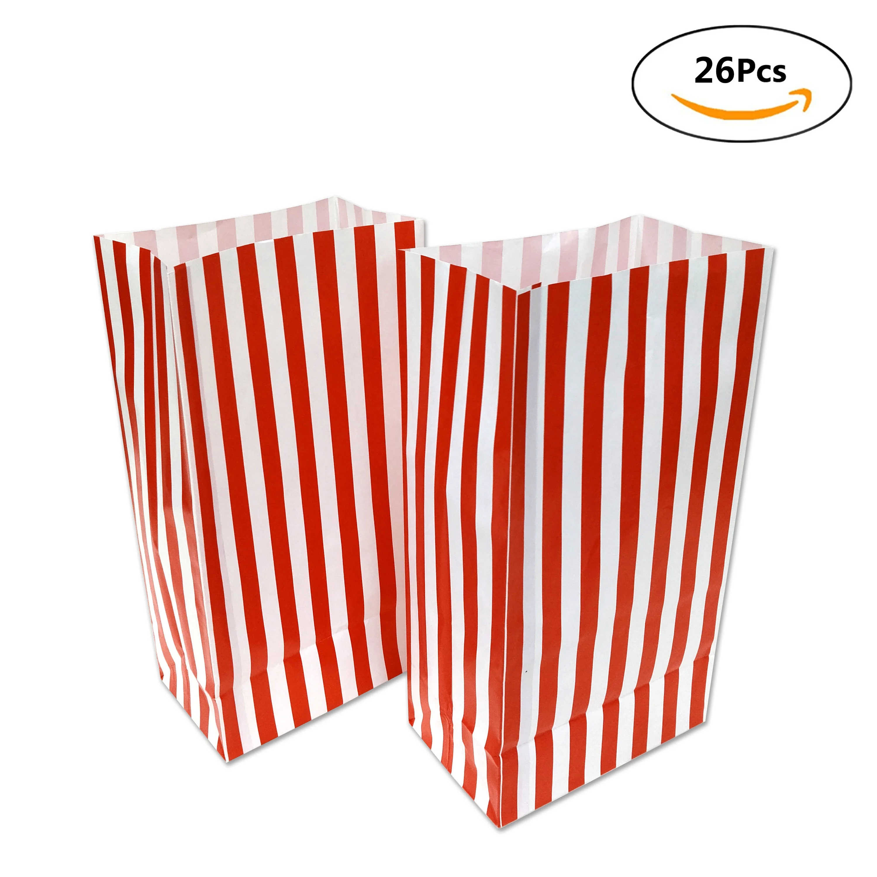 Personalized small wedding gift packaging custom stripe party favor sweet candy paper bag with logo print pop corn bag