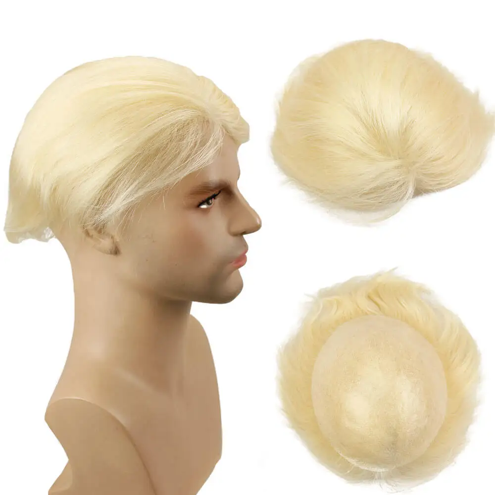 613 человеческие волосы, мужской парик, прямые бразильские волосы, парики для мужчин, тонкая кожа, ПУ базовый размер 10x8, быстрая доставка