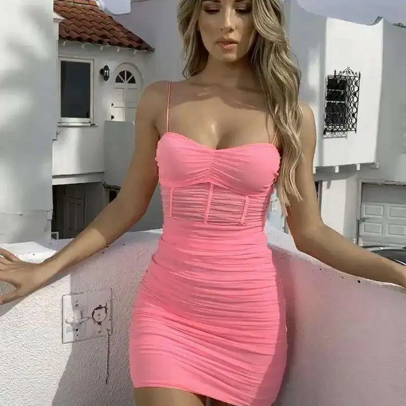 Xs однотонная модная трендовая Короткая юбка для выпускного вечера женское платье привлекательное Сетчатое прозрачное Привлекательное платье на бретельках