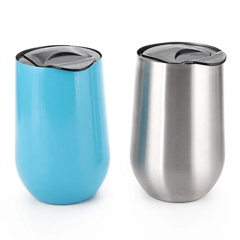 16oz Stainless Steel Double Wall Insulated Wine Tumblers Glasses with Lid Stainless Steel Reusable Coffee Cup