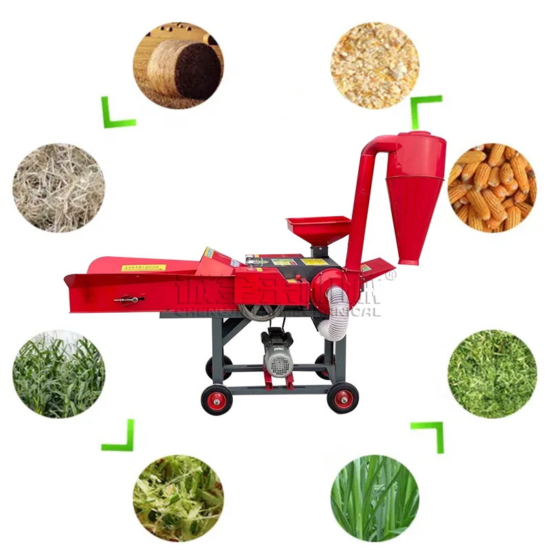 Electric farm diesel gasoline engine straw mini animal feed silage grass chopper cutting chaff cutter machine