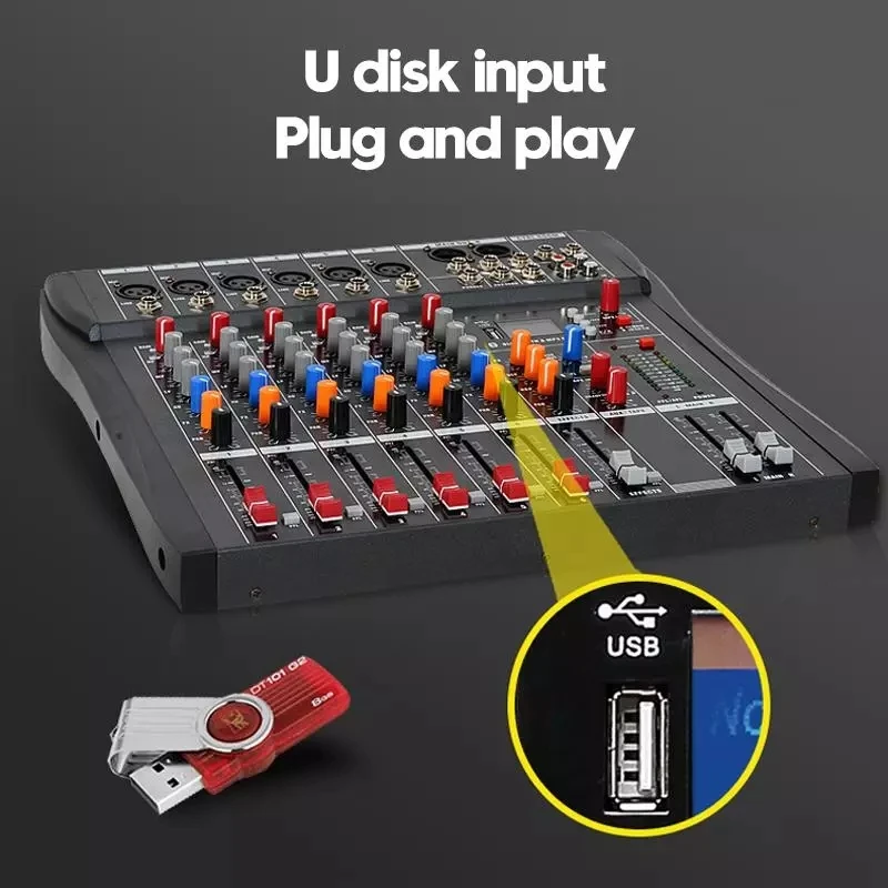  Оптовая продажа Профессиональный 6 каналов аудио микшерный пульт с USB