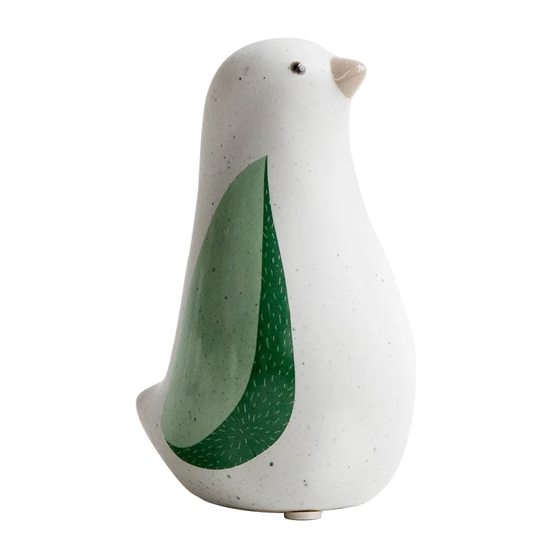 Home Decor Porcelain Figurines Miniature Bisque Ceramics with Glazed Cup Pattern Knick Knacks Bird Animal Figurines