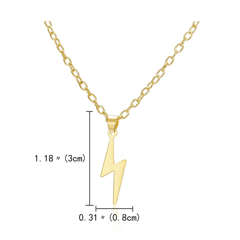 Stainless Steel Gold Tiny Lightning Bolt Pendant Necklace Personalized Necklace Customized