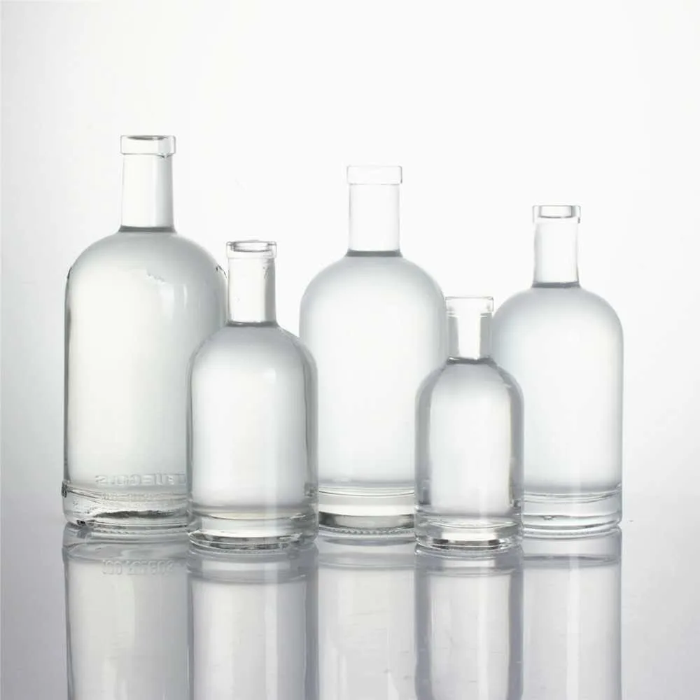 Factory Stock Botella De Vidrio Para Licor 500 ml 700 ml 750 ml Frosted Matte Black Vodka Gin Oliver Oil Spirit Glass Bottle