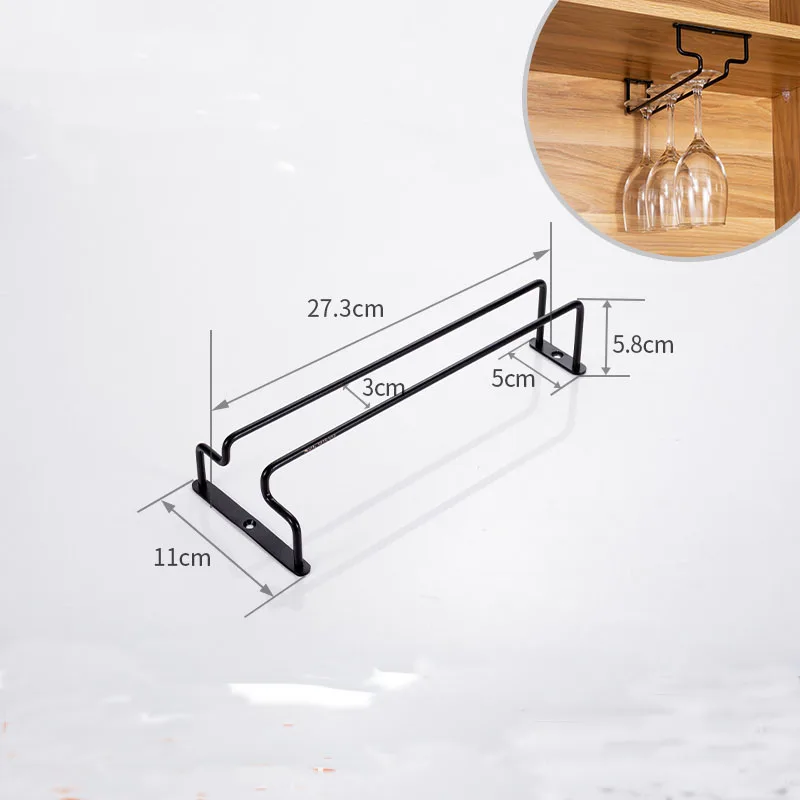 
FREE SAMPLE Silver Matt Bar Single Rack Wine Stemware Glass Bottle Goblet Inverted Holder Hanging Metal Wine Cup Rack 