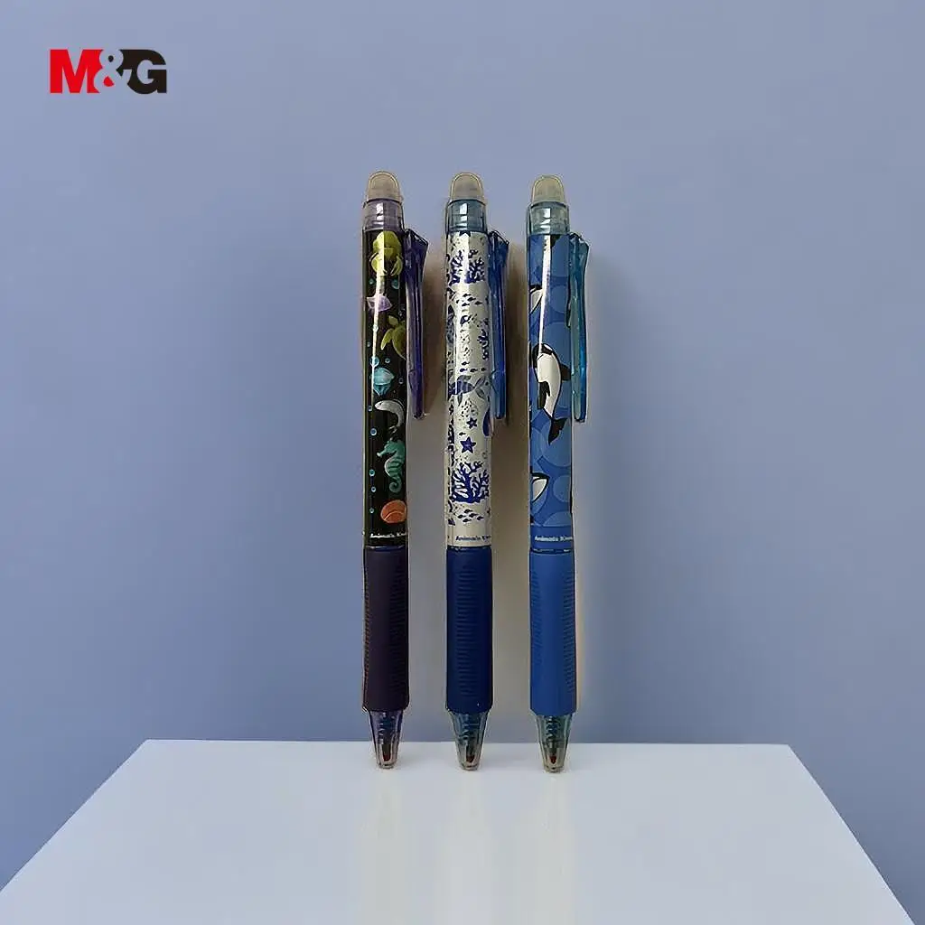 M&G Stationary Wholesale Price Comfortable Grip Dry Erase Friction Heat Erasable Ink Gel Ball Pens with Eraser