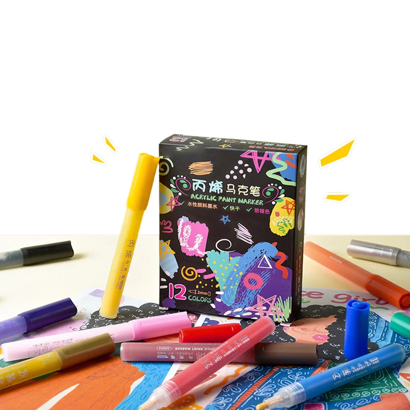 12-kolorowy marker akrylowy bezpieczny nietoksyczny dlugopis do graffiti uczen DIY szybkoschnacy na bazie wody
