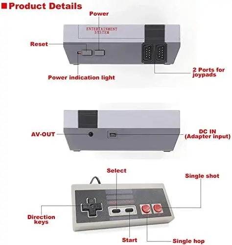 Factory 8 Bit Four Button Built-in 620 Games  Av Output Dual Gamepad Mini Classic Retro Tv Video Game Console  For Nes