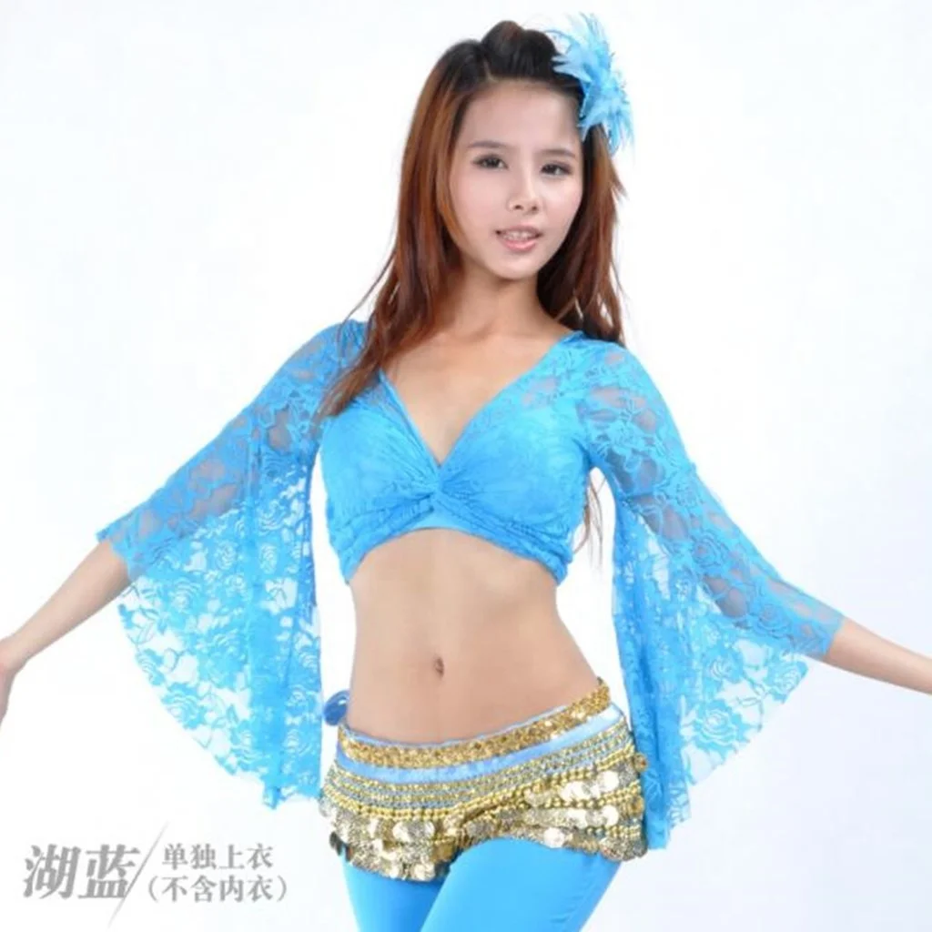 Nayaking Belly Dance Lace Butterfly Top Festival Costumes Yoga Dancing Outfits Wear 13 Colors