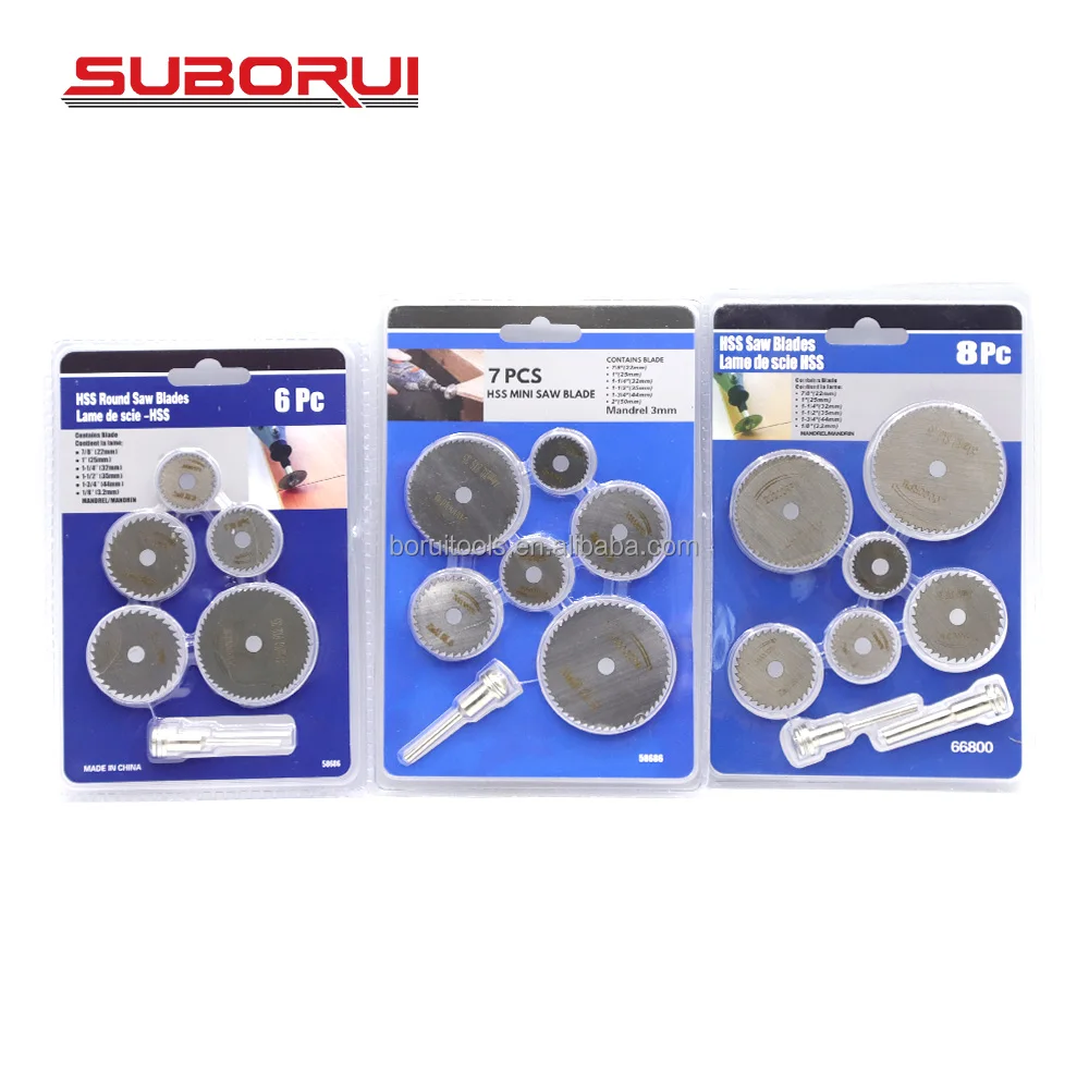 SUBORUI Multifunctional 8pcs HSS High Speed Steel Small Mini Circular Saw Blade Set for rotary tool