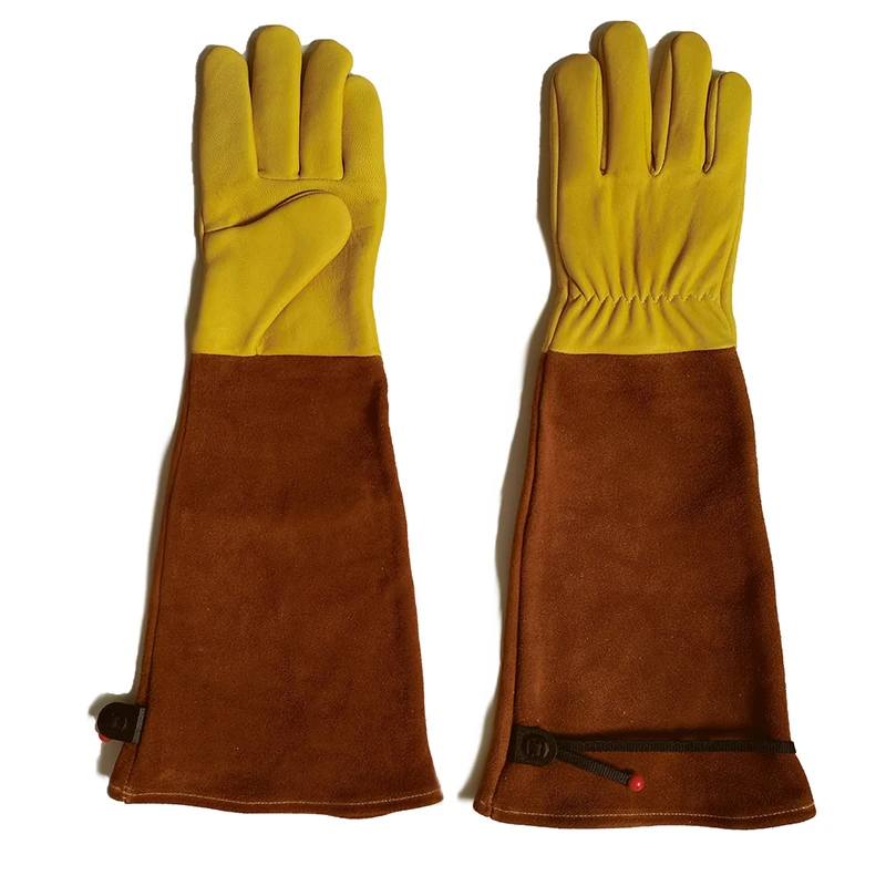 Long Cuff Sweet Puncture-proof Cow Split Thorn Proof Light Weight Leather Garden Gloves