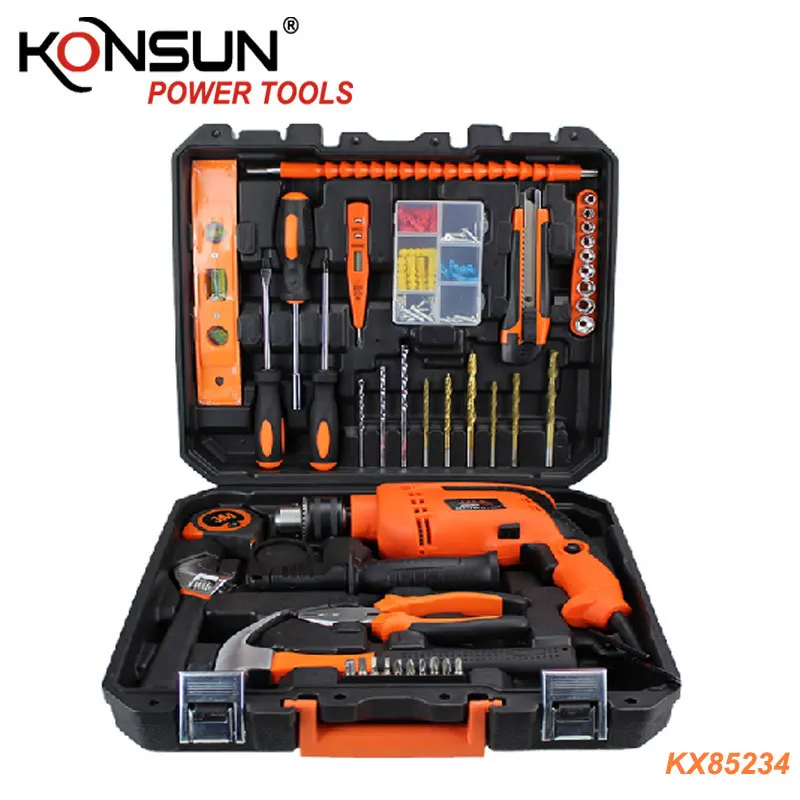 KONSUN Household Electric Power Tool Set 35pcs Cheap Price Electric Drill Kit with OEM Support Hand Tools in Box Packaging