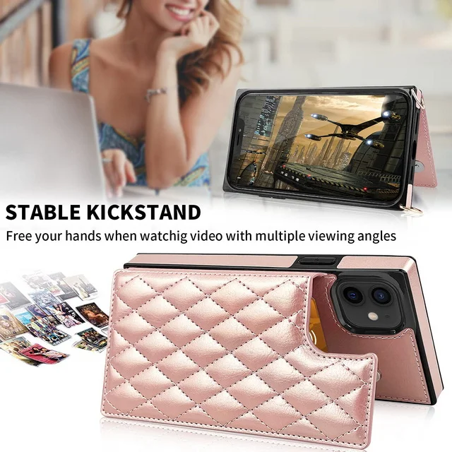 Genuine Leather Phone Case Crossbody Shoulder Mobile Phone Cover Card Holder Coin For Iphone 13/12