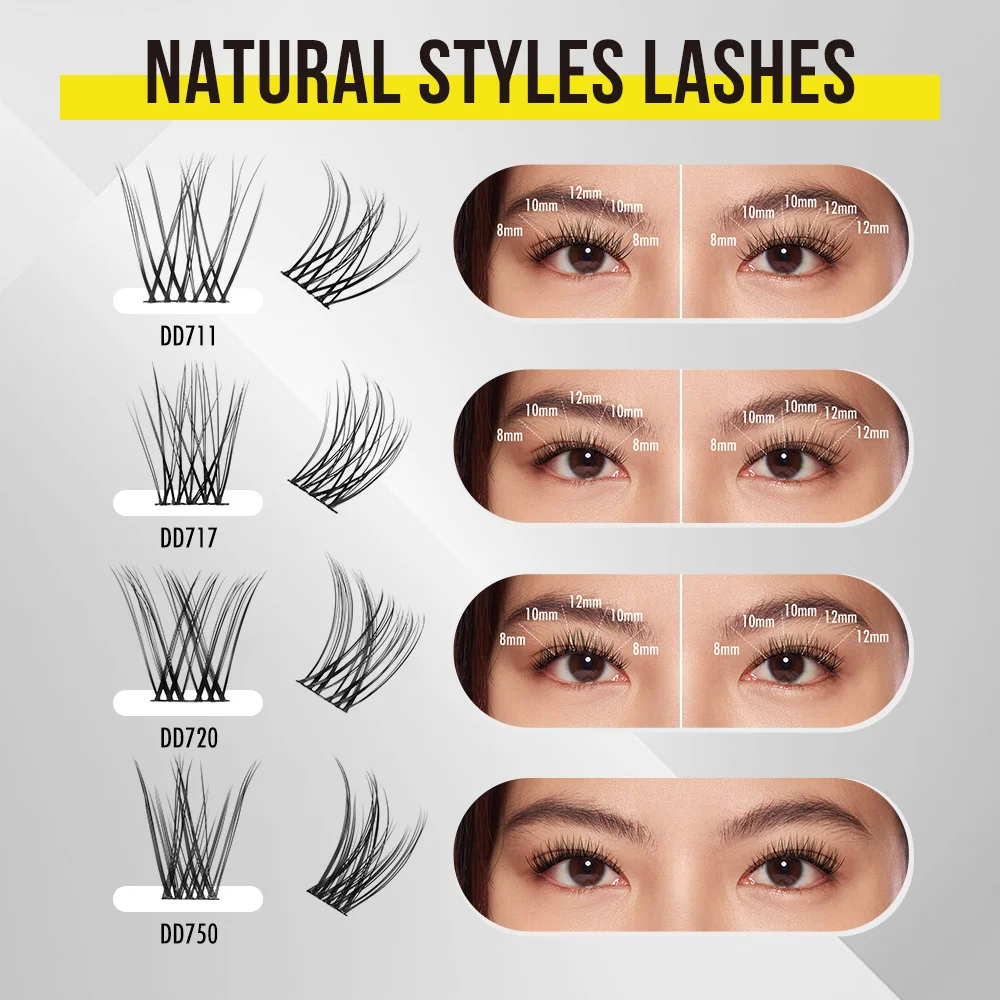 Custom Diy Eyelash Extension Kit Individual Cluster Lashes With Lash Bond And Seal And Remover Lash Applicator At Home